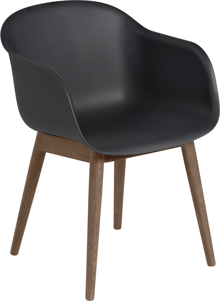 Fiber Armlehnstuhl in Schwarz / Braun präsentiert im Onlineshop von KAQTU Design AG. Schalenstuhl mit Armlehne ist von Muuto