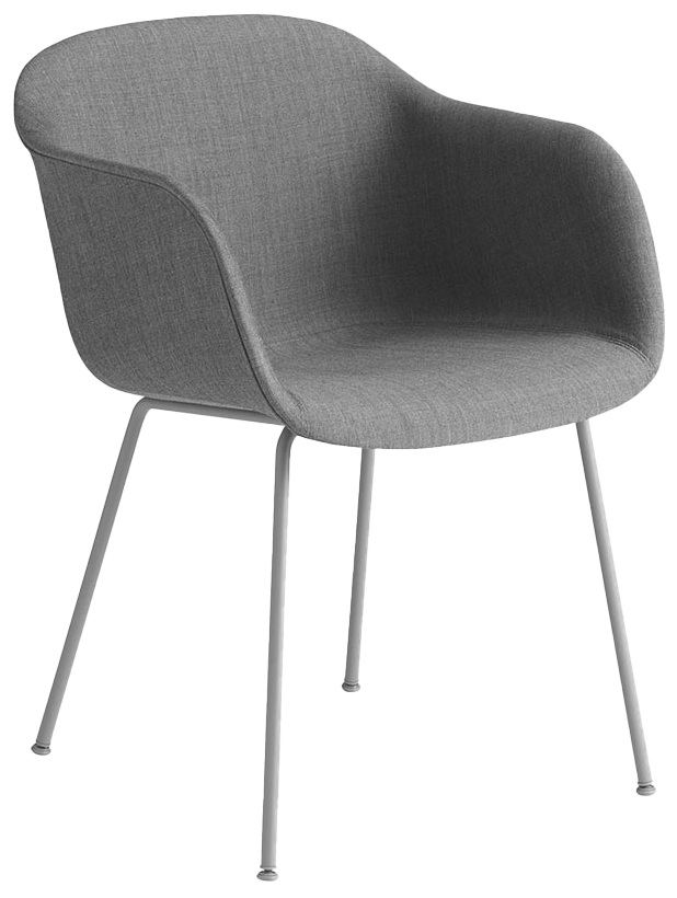Fiber Armlehnstuhl gepolstert in Grau präsentiert im Onlineshop von KAQTU Design AG. Schalenstuhl mit Armlehne ist von Muuto