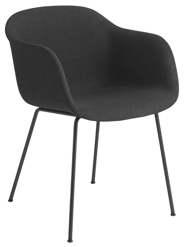 Fiber Armlehnstuhl gepolstert in Schwarz präsentiert im Onlineshop von KAQTU Design AG. Schalenstuhl mit Armlehne ist von Muuto