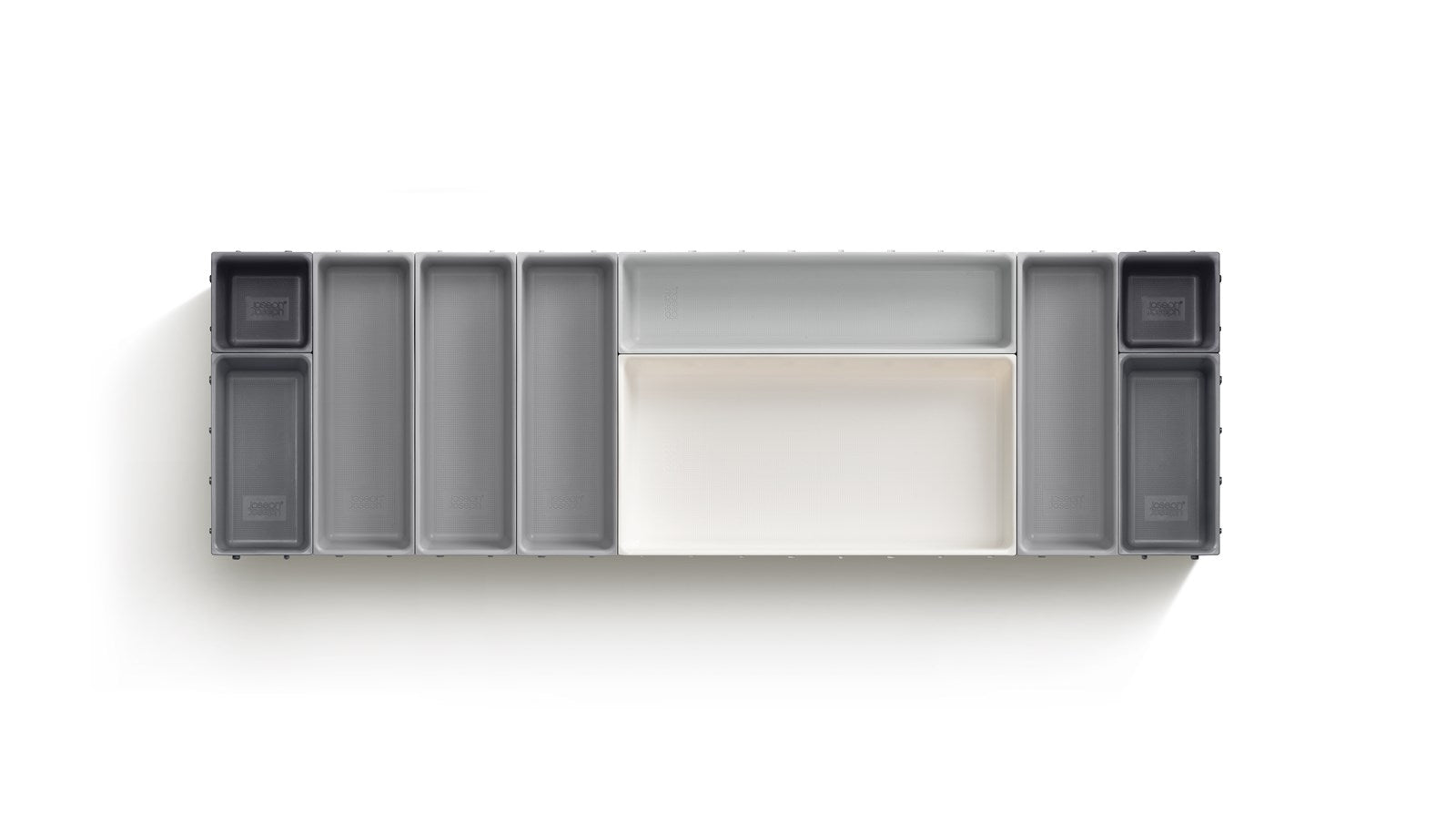 Blox 10-teiliges Schubladen-Organizer-Set in Grau präsentiert im Onlineshop von KAQTU Design AG. Aufbewahrungsbehälter ist von Joseph Joseph