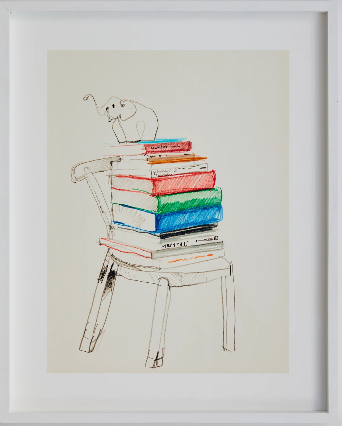 Studio Life 04 Chair & Books gerahmt in Multicolor präsentiert im Onlineshop von KAQTU Design AG. Bild ist von Paper Collective
