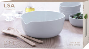 Dine Salatschüssel mit Eichen-Besteck Ø24cm in Weiss präsentiert im Onlineshop von KAQTU Design AG. Schüssel ist von LSA