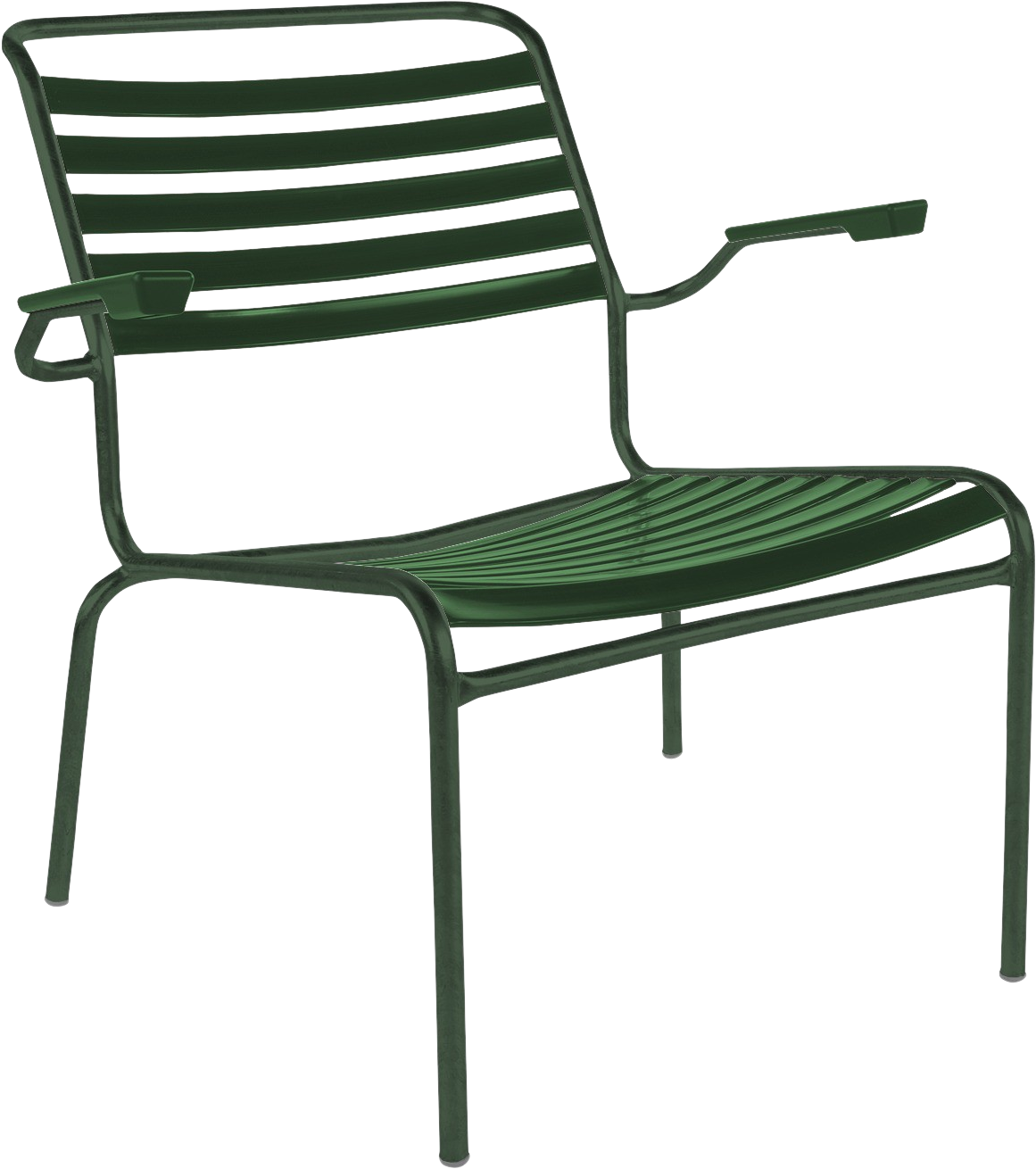 Säntis Lounger mit Armlehne in Tannengrün / Tannengrün präsentiert im Onlineshop von KAQTU Design AG. Outdoor-Sessel mit Armlehnen ist von Schaffner