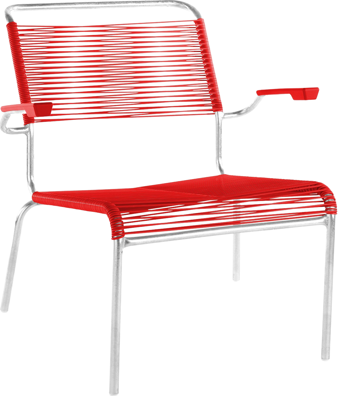 Säntis Lounger Spaghetti mit Armlehne in Rot / Feuerverzinkt präsentiert im Onlineshop von KAQTU Design AG. Outdoor-Sessel ist von Schaffner